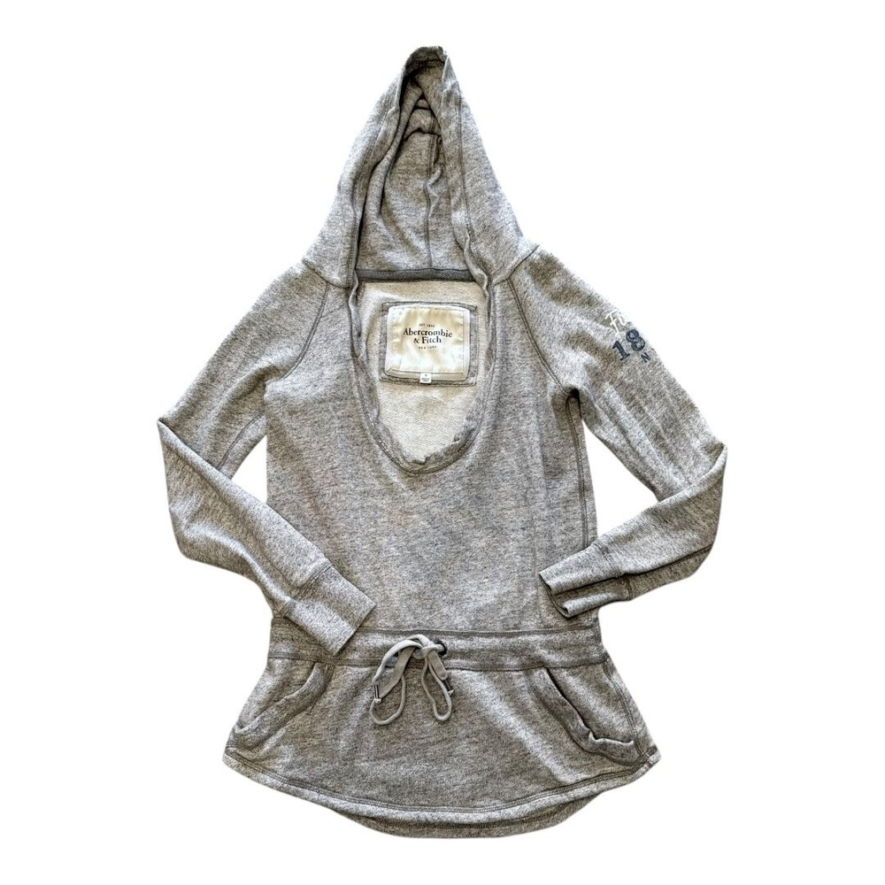 Abercrombie & Fitch Womens Gray Hoodie Drawstring Scoop Neck Pockets Pullover S - Picture 5 of 11